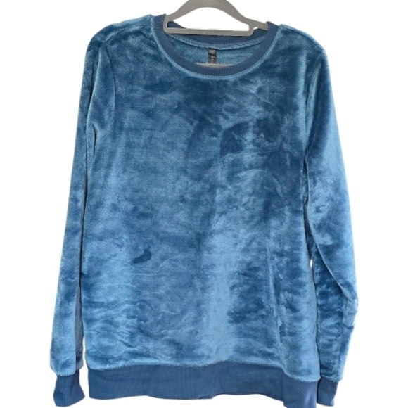 GAIAM Sweaters - GAIAM Plush Velour Blue Women's Crew Neck Sweater
